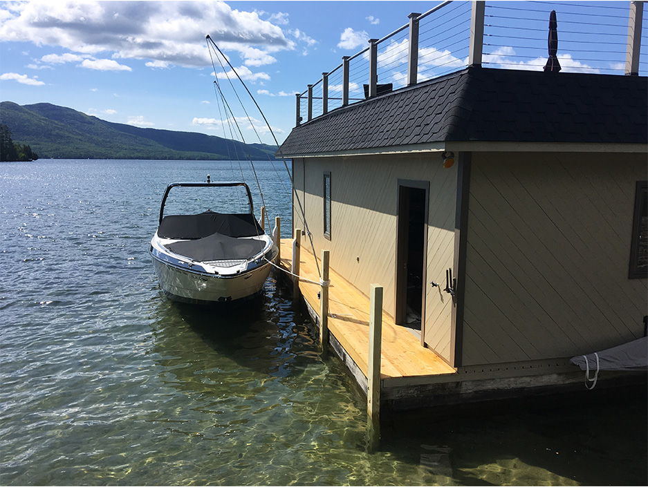 Pressure Treated Glam Camping Deck with Mini Bar Platform by Savvy Custom Builders
