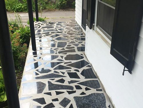Polished Granite Mosaic Front Porch Made From Recycled Materials