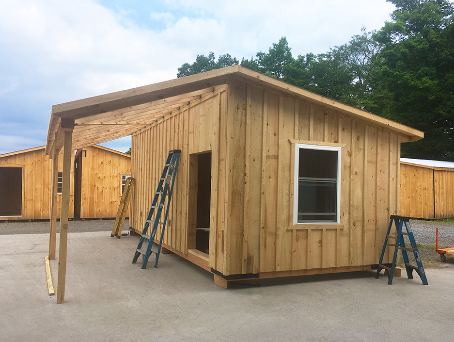 Board and Batten Shed with Lean-To in Assembly