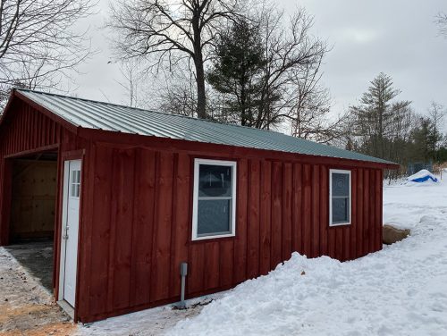 Stained Board & Batten Amish-Built Garage