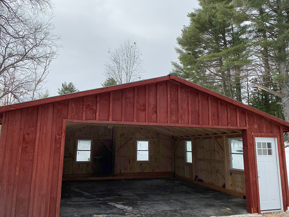 Amish-Built Stained Board & Batten Garage
