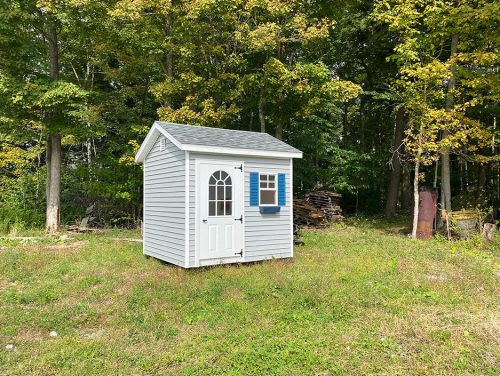 Grey Vinyl Amish-Built Garden Shed