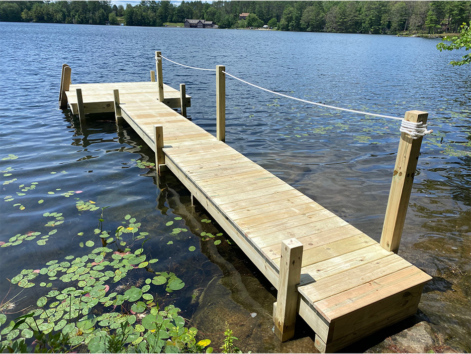 dock building with deck and stairs